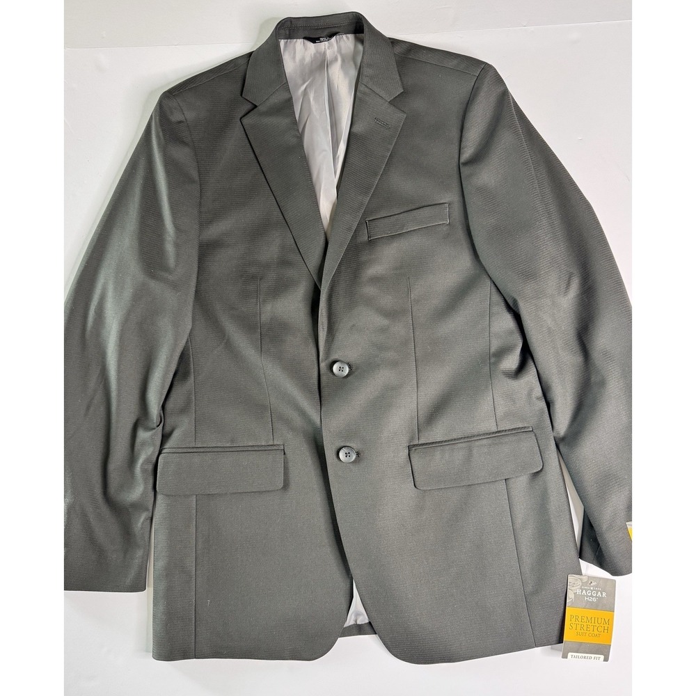 Haggar H26 Men's Tailored Fit Premium Stretch Suit Jacket Black NWT 38R